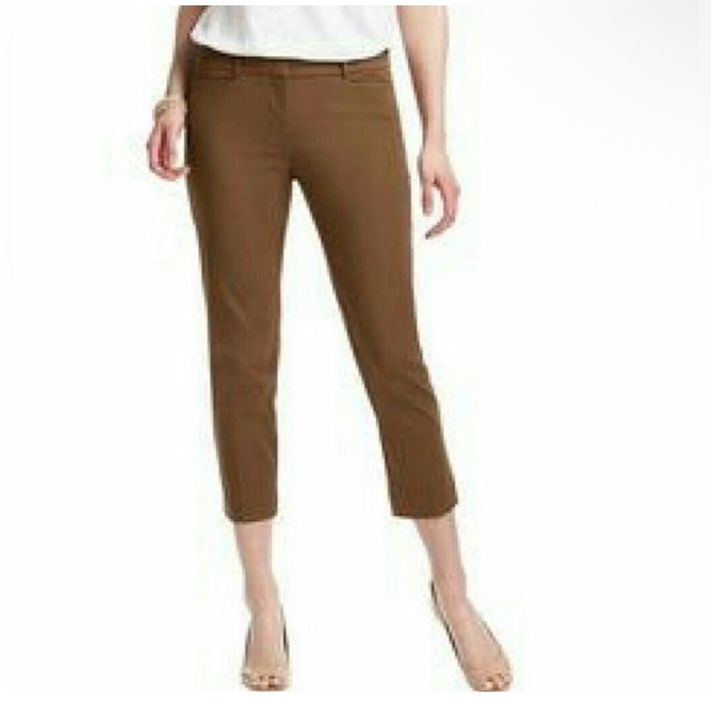 (B4) LOFT Zoe Brown Casual Office Career Cropped Pants Trousers 8‎